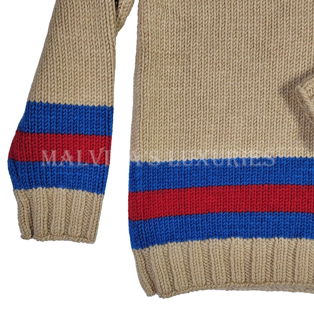 GUCCI MENS SWEATER STRIPED MOHAIR WOOL BLEND WEB STRIPE MOTIF sz M MEDIUM - Picture 8 of 15